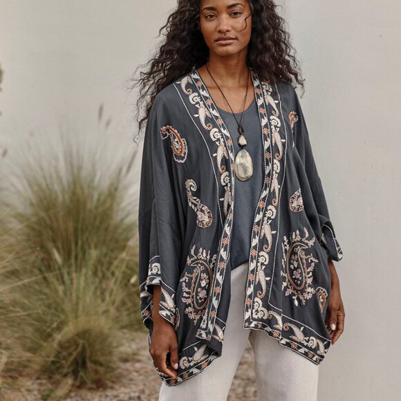 J. Jill Paisley Embroidered Soft Jacket / Kimono - Picture 2 of 8